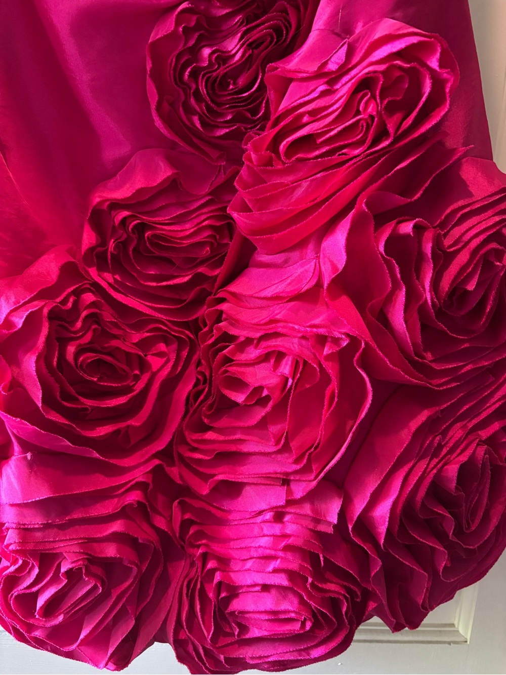 Strapless Rose Applique Cocktail Dress — Hot Pink - Picture 2 of 4